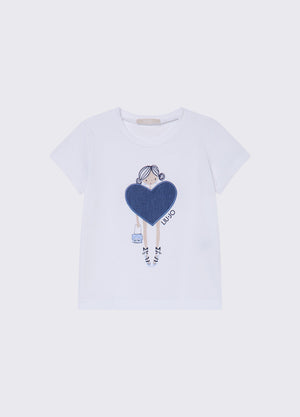 T-shirt con stampa e strass KA6118 JS003 /P9532 LIU JO 