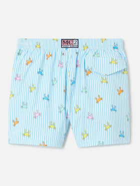 Costume jean lighting stretch a righe con stampa granchietti all over JEA0022 /01081L MC2 SAINT BARTH 
