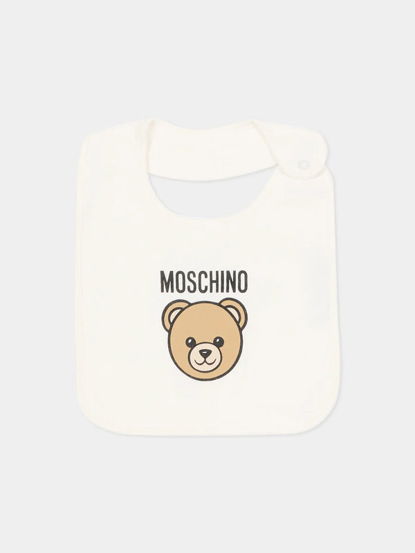 Set regalo composto di  tutina , cappello e bavaglino MUY097 LCA19 /10063 MOSCHINO 