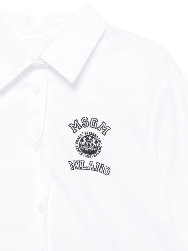 Camicia cropped con logo varsity stampato S6MSJGSI026 /001 MSGM KIDS 