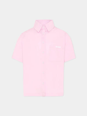Camicia con logo a maniche corte S6MSJGSI163 /MS070 MSGM KIDS 