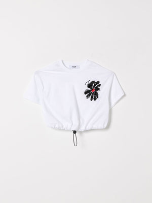 T-shirt cropped con stampa S6MSJGTH106 /001 MSGM KIDS 