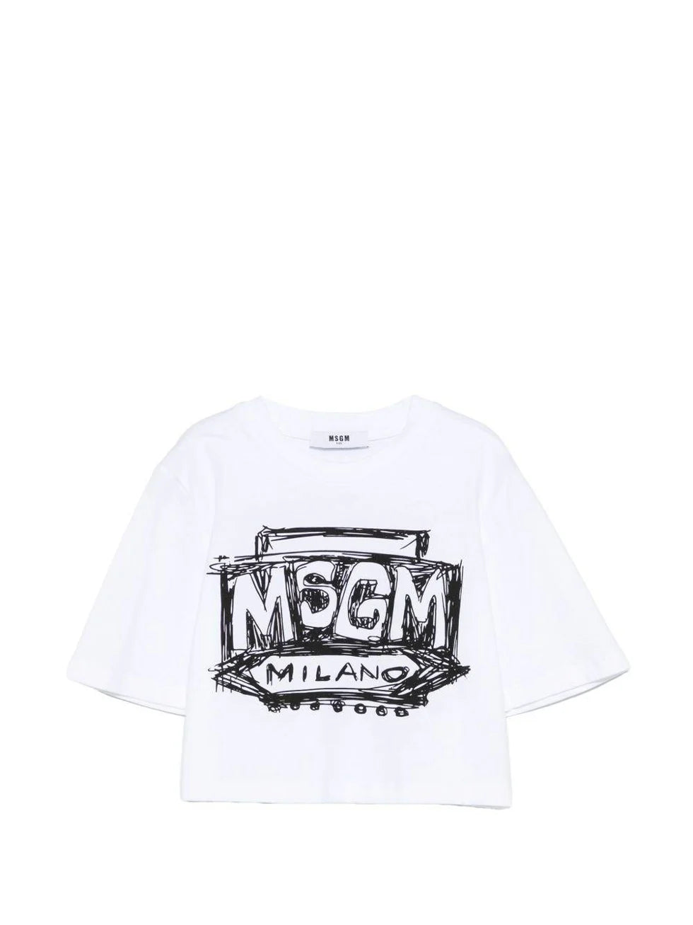 T-shirt cropped con logo stampato S6MSJGTH128 /001 MSGM KIDS 