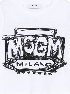 T-shirt cropped con logo stampato S6MSJGTH128 /001 MSGM KIDS 