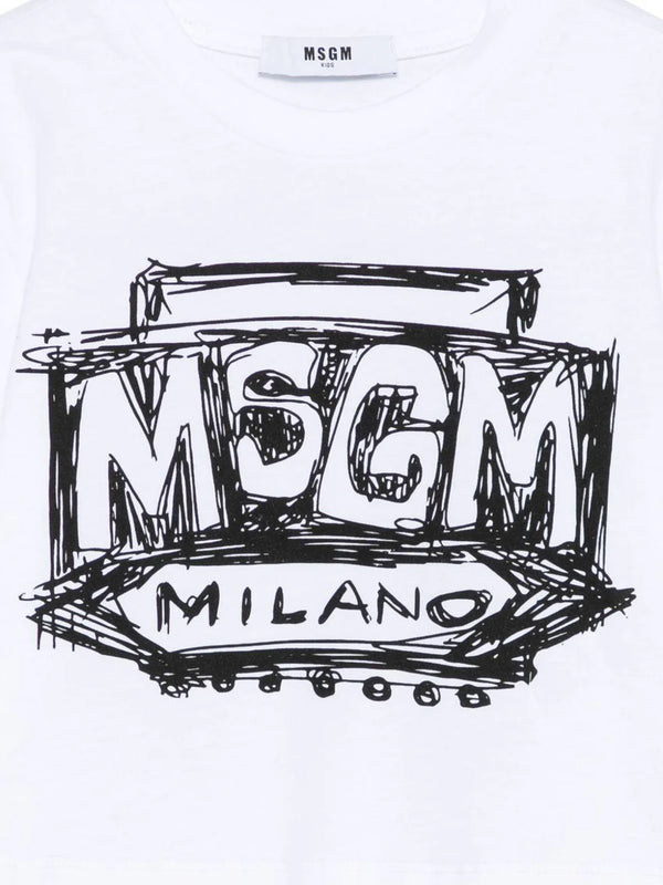 T-shirt cropped con logo stampato S6MSJGTH128 /001 MSGM KIDS 