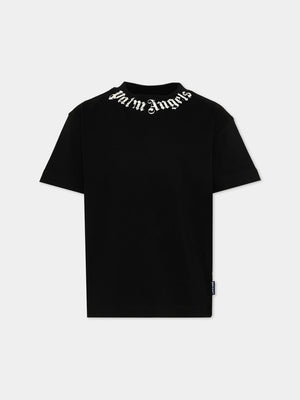T-shirt nera  con logo PBAA003S26JER004 /110 PALM ANGELS 