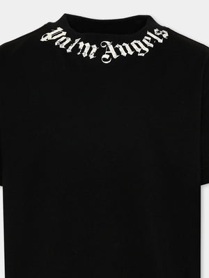 T-shirt nera  con logo PBAA003S26JER004 /110 PALM ANGELS 