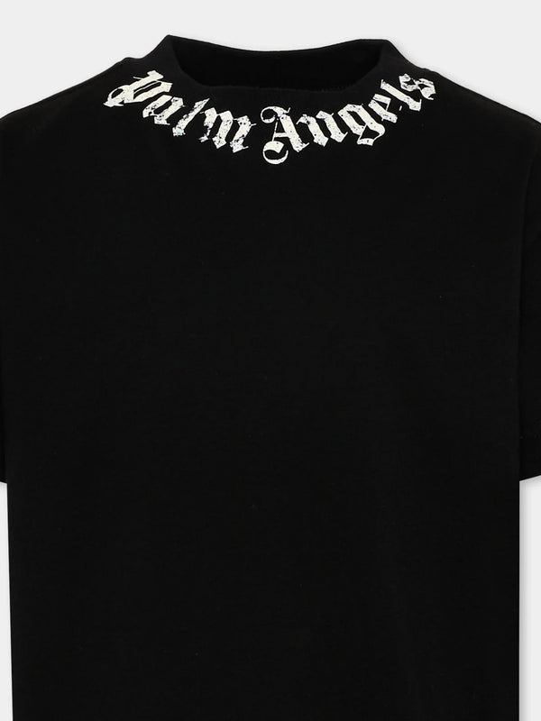 T-shirt nera  con logo PBAA003S26JER004 /110 PALM ANGELS 