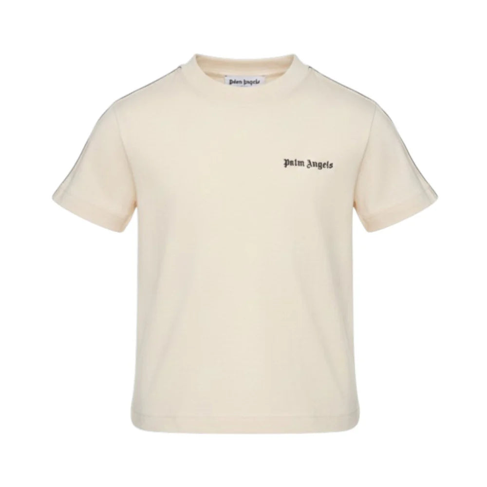 T-shirt con logo stampato sul petto e bande in gros-grain avorio sulle maniche PBAA011S26JER001 /92 PALM ANGELS 
