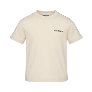 T-shirt con logo stampato sul petto e bande in gros-grain avorio sulle maniche PBAA011S26JER001 /92 PALM ANGELS 