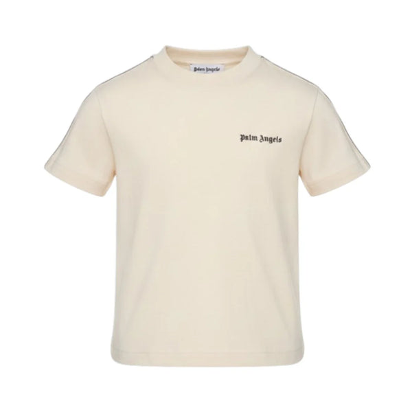 T-shirt con logo stampato sul petto e bande in gros-grain avorio sulle maniche PBAA011S26JER001 /92 PALM ANGELS 