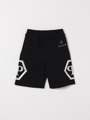 Shorts in cotone con logo Philipp Plein S6PHJBBE140 /110 PHILIPP PLEIN JUNIOR 