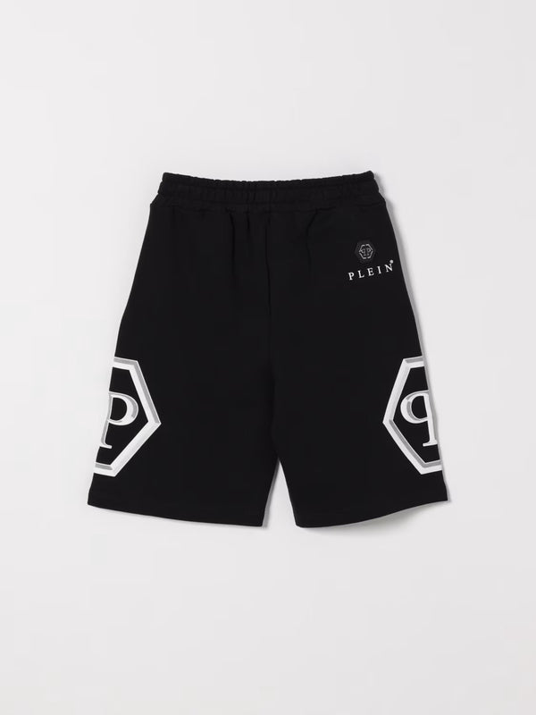 Shorts in cotone con logo Philipp Plein S6PHJBBE140 /110 PHILIPP PLEIN JUNIOR 