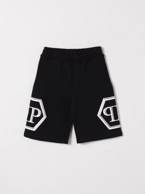 Shorts in cotone con logo Philipp Plein S6PHJBBE140 /110 PHILIPP PLEIN JUNIOR 