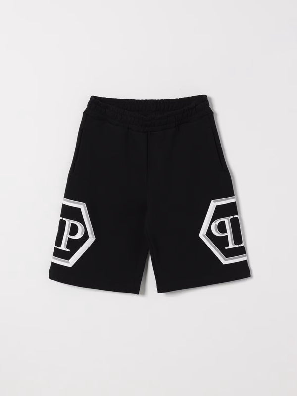 Shorts in cotone con logo Philipp Plein S6PHJBBE140 /110 PHILIPP PLEIN JUNIOR 