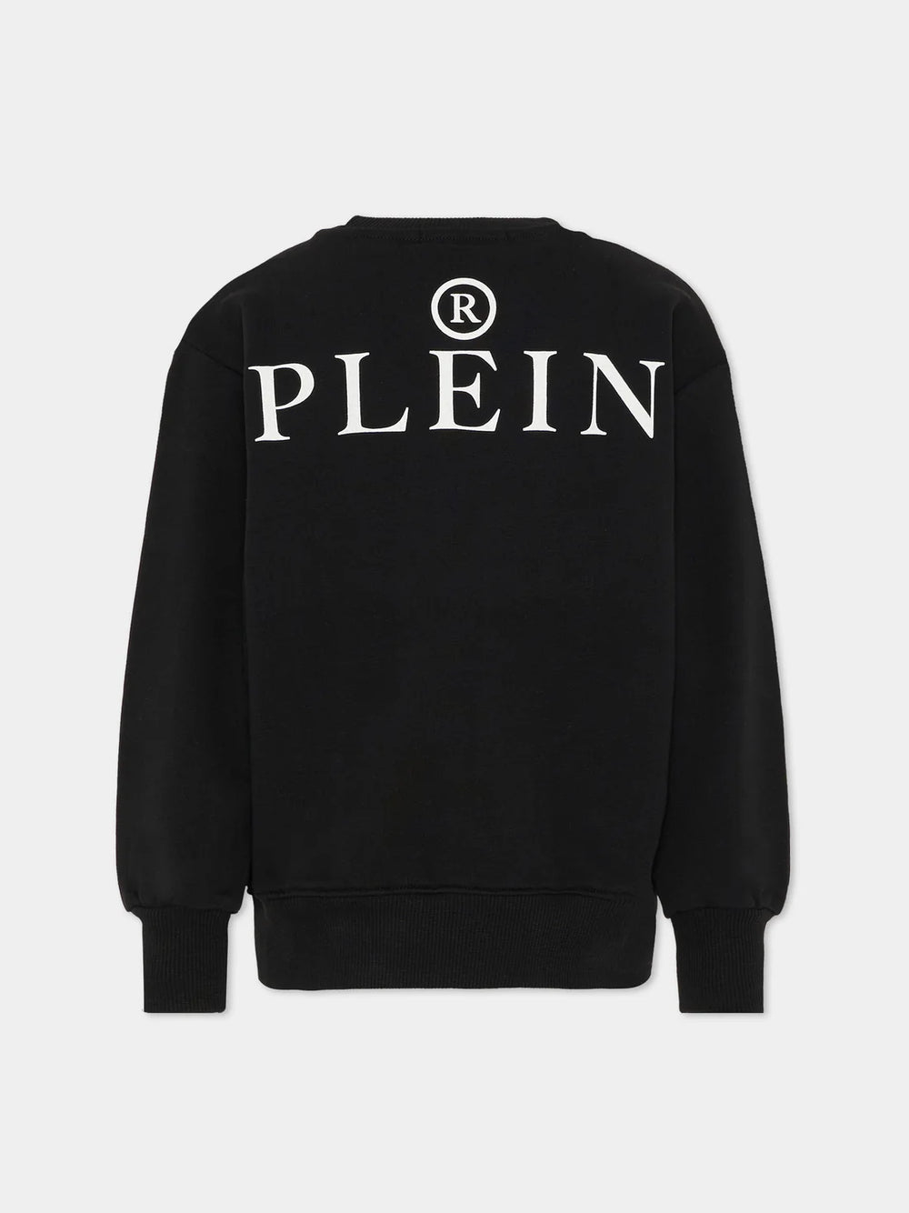 Felpa girocollo con stampa e logo in metallo S6PHJBSW042 /110 PHILIPP PLEIN JUNIOR 