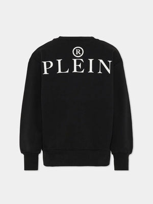 Felpa girocollo con stampa e logo in metallo S6PHJBSW042 /110 PHILIPP PLEIN JUNIOR 