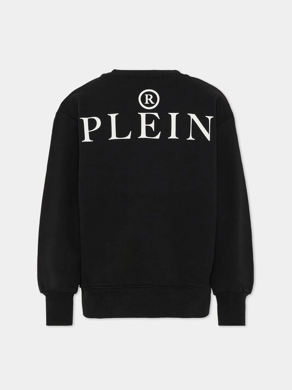 Felpa girocollo con stampa e logo in metallo S6PHJBSW042 /110 PHILIPP PLEIN JUNIOR 