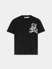T-shirt con stampa e logo in mettallo