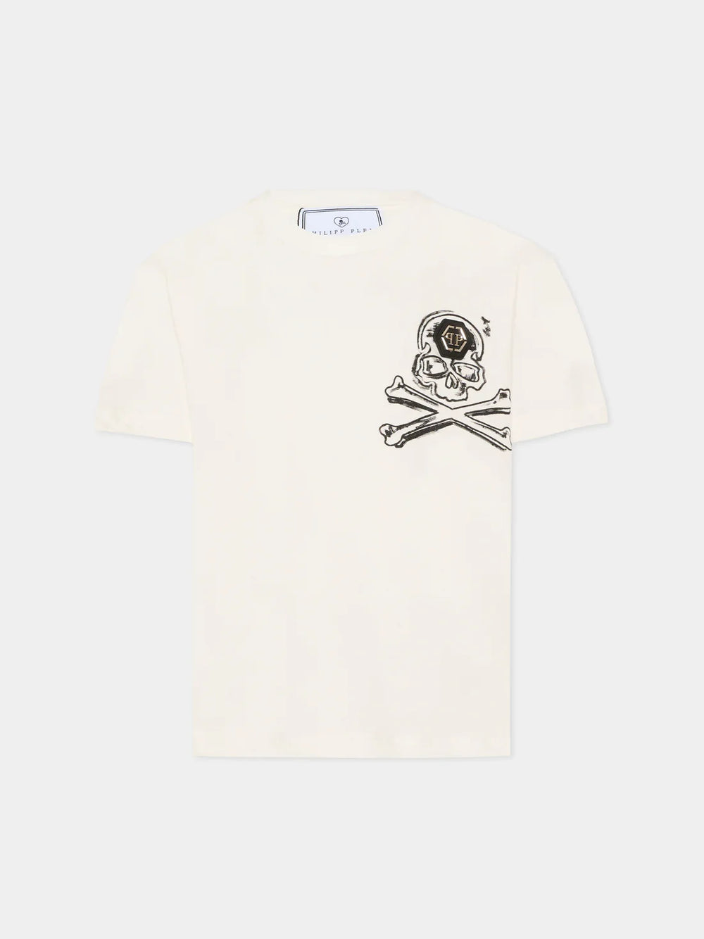 T-shirt con stampa e logo in metallo S6PHJBTH045 /2 PHILIPP PLEIN JUNIOR 
