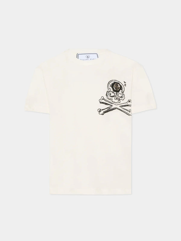 T-shirt con stampa e logo in metallo S6PHJBTH045 /2 PHILIPP PLEIN JUNIOR 