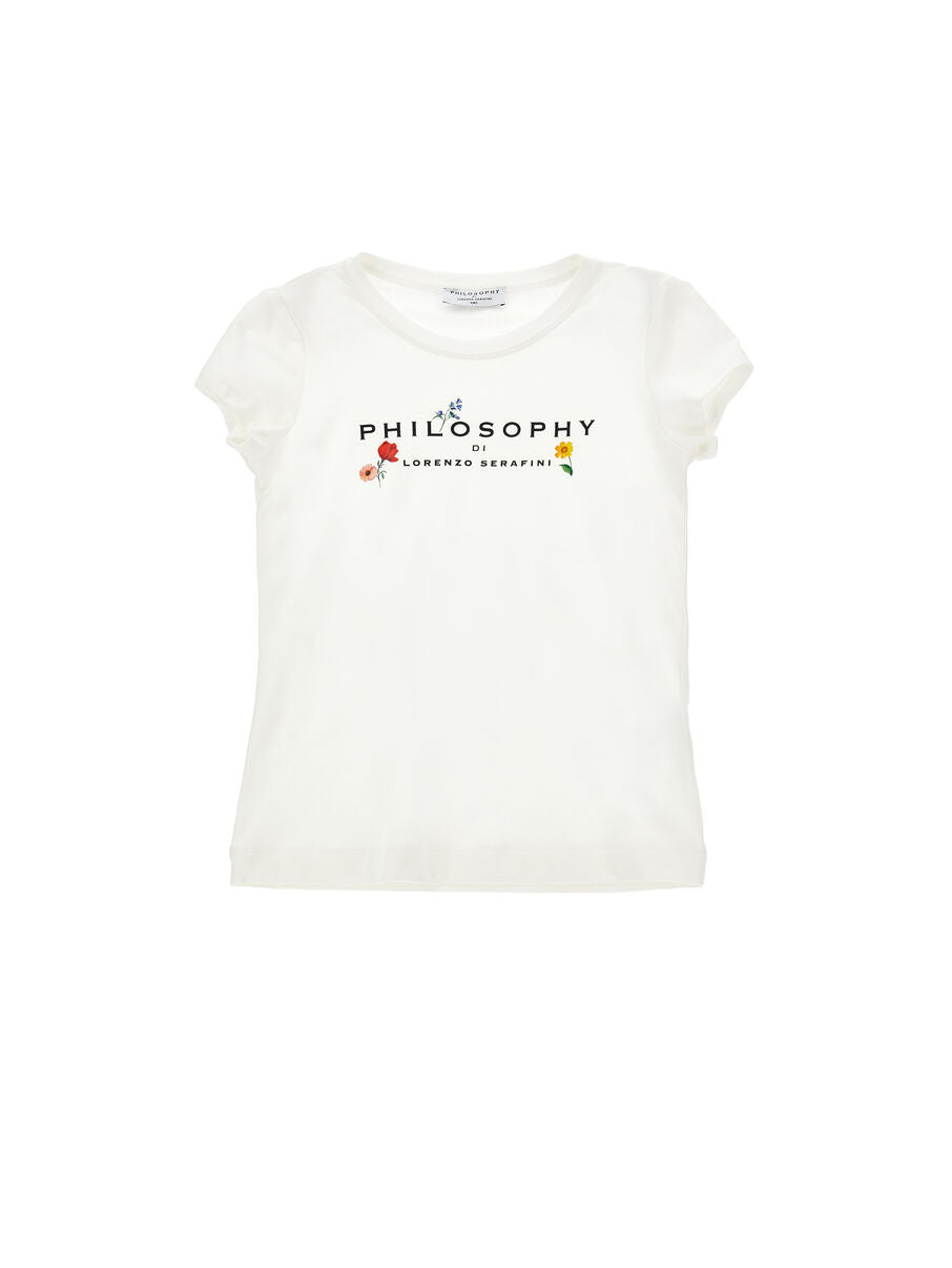 T-shirt logo e fiorellini I1G613 7201 /1 PHILOSOPHY KIDS 