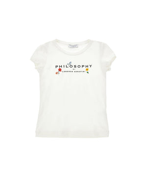 T-shirt logo e fiorellini I1G613 7201 /1 PHILOSOPHY KIDS 