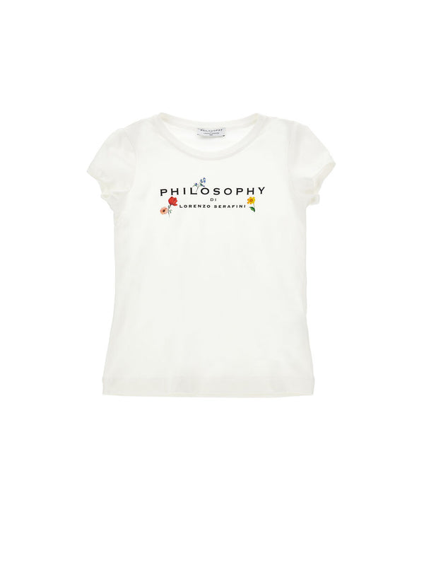 T-shirt logo e fiorellini I1G613 7201 /1 PHILOSOPHY KIDS 