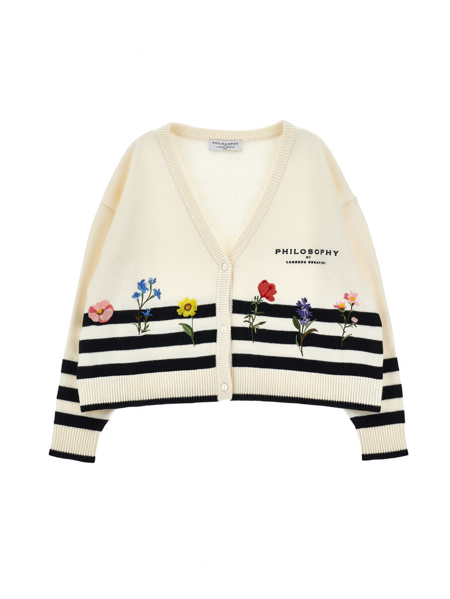 Cardigan righe fiori I9G802 7034 /150 PHILOSOPHY KIDS 