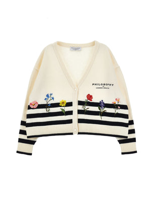 Cardigan righe fiori I9G802 7034 /150 PHILOSOPHY KIDS 