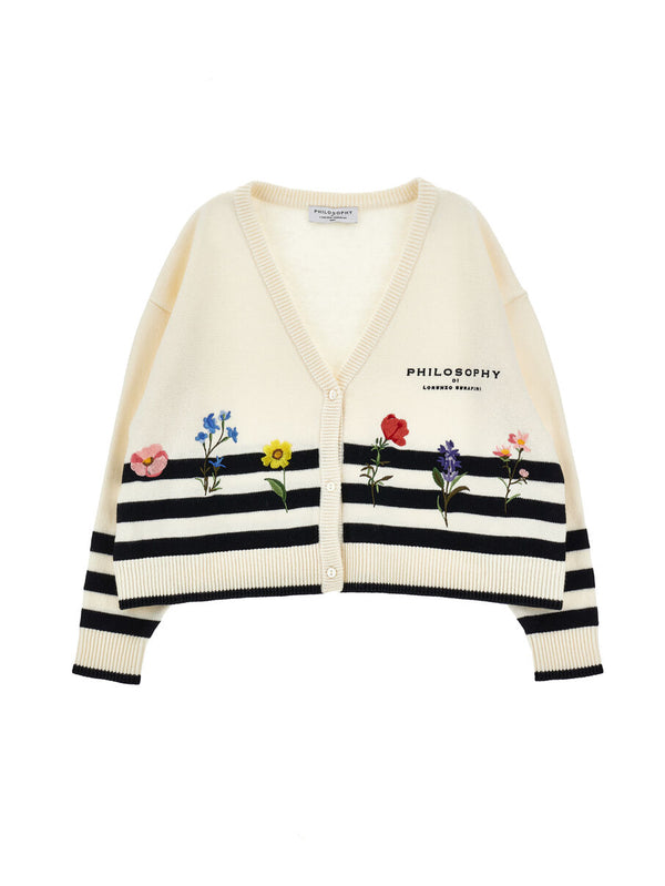 Cardigan righe fiori I9G802 7034 /150 PHILOSOPHY KIDS 