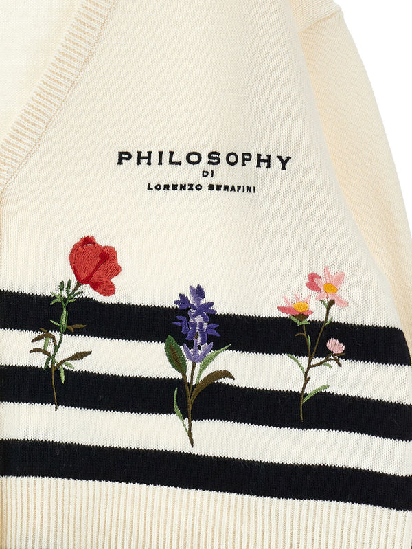 Cardigan righe fiori I9G802 7034 /150 PHILOSOPHY KIDS 