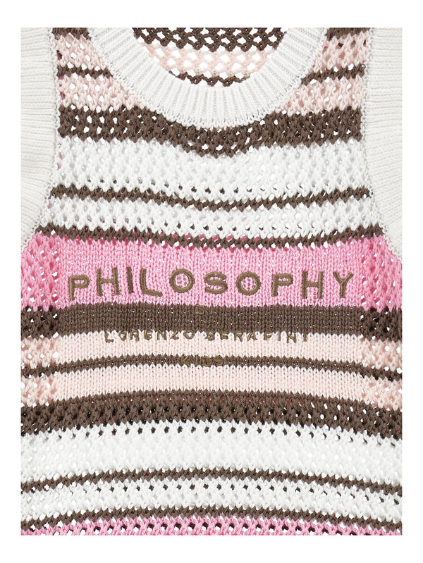Vestito a righe con logo Philosophy I9G906 7030 /390 PHILOSOPHY KIDS 