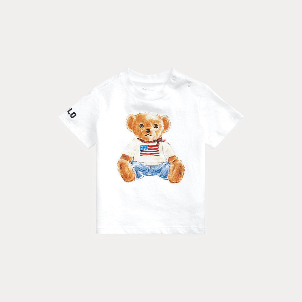 T-shirt in jersey di cotone con l'orso polo 320844731 /001 POLO RALPH LAUREN 