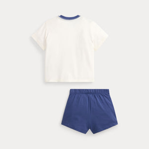 T-shirt e pantaloncini in jersey di cotone con l'orso polo 320B14037 /001 POLO RALPH LAUREN 