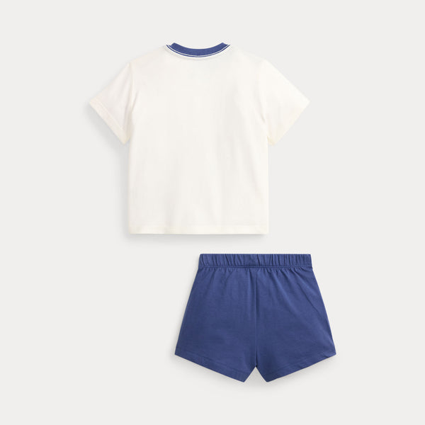 T-shirt e pantaloncini in jersey di cotone con l'orso polo 320B14037 /001 POLO RALPH LAUREN 