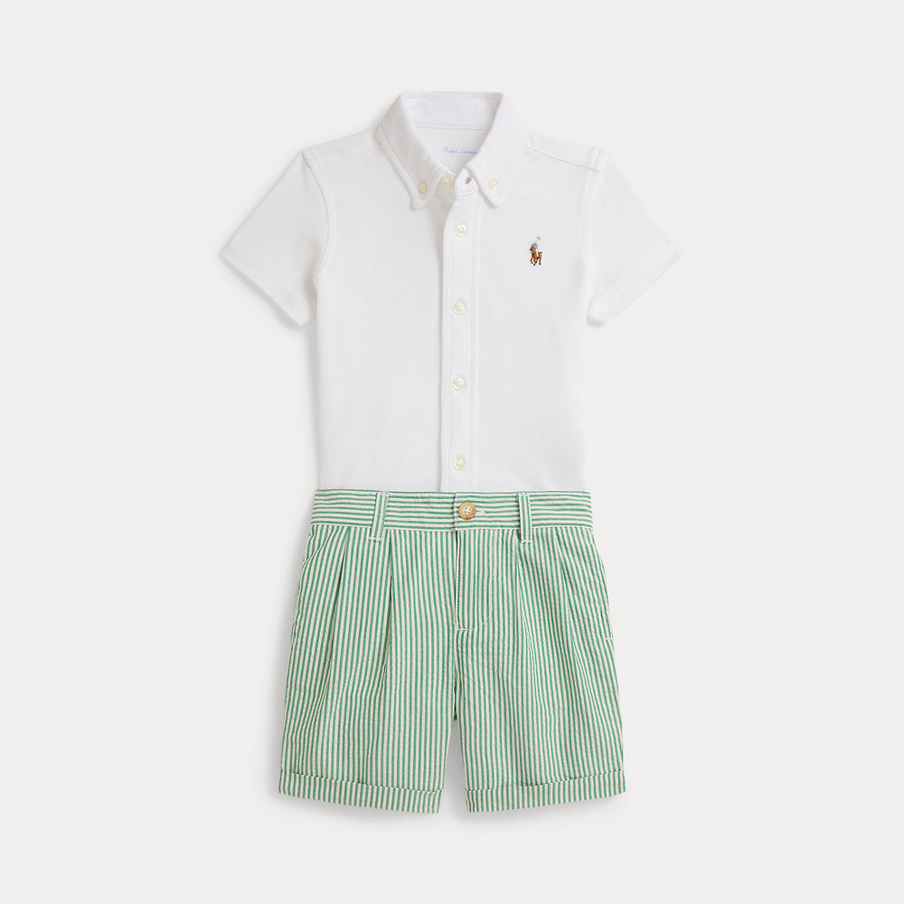 Camicia oxford in maglia e pantaloncini seersucker 320B14096 /001 POLO RALPH LAUREN 