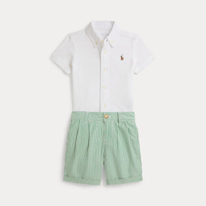 Camicia oxford in maglia e pantaloncini seersucker 320B14096 /001 POLO RALPH LAUREN 