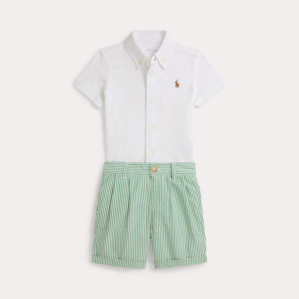 Camicia oxford in maglia e pantaloncini seersucker 320B14096 /001 POLO RALPH LAUREN 