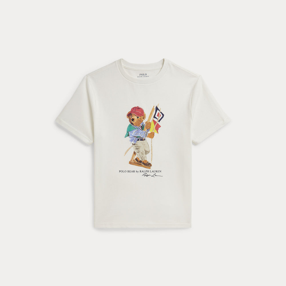 T-shirt in jersey di cotone con l'orso polo 323A12428 /001 POLO RALPH LAUREN 
