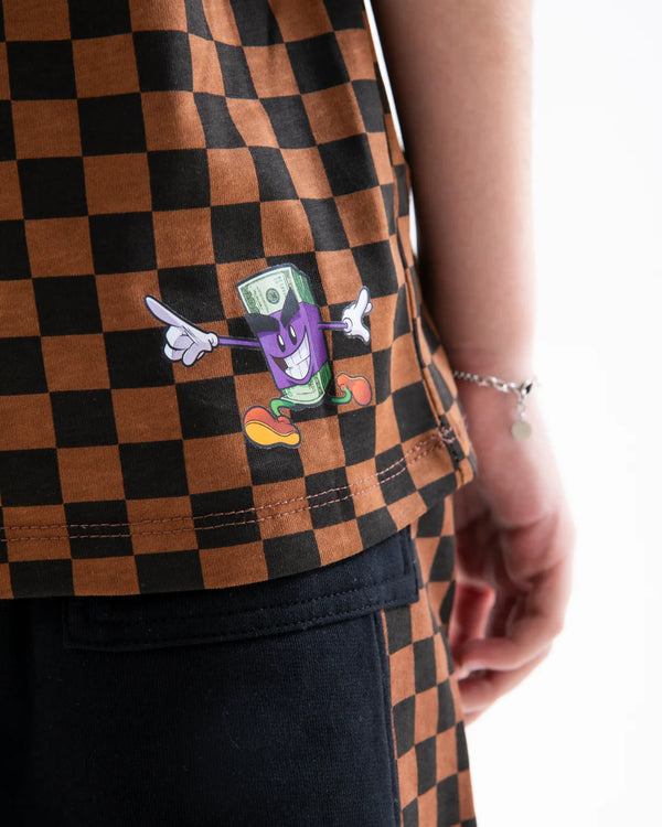 Get out bear checkered regular t-shirt SPY1424 /CHECK SPRAYGROUND 