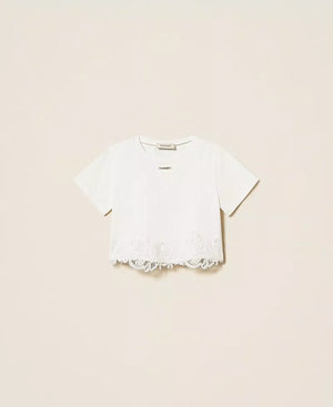 T-shirt con pizzo e logo 261GJ2090 /526 TWINSET 
