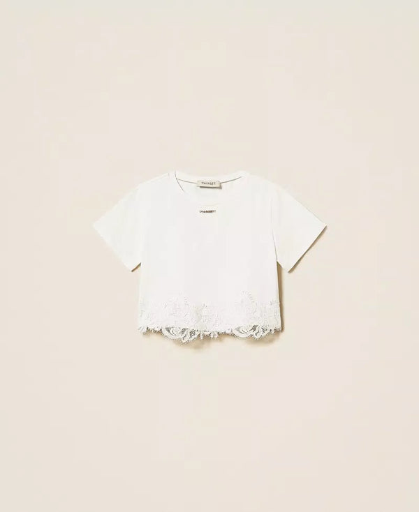 T-shirt con pizzo e logo 261GJ2090 /526 TWINSET 