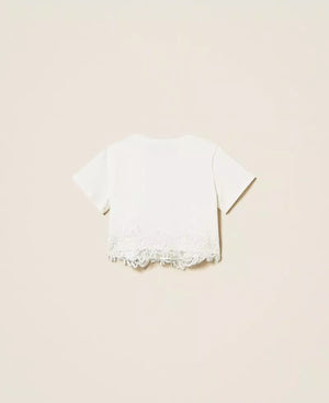 T-shirt con pizzo e logo 261GJ2090 /526 TWINSET 