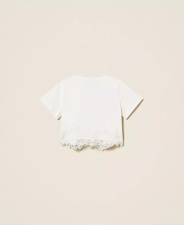T-shirt con pizzo e logo 261GJ2090 /526 TWINSET 