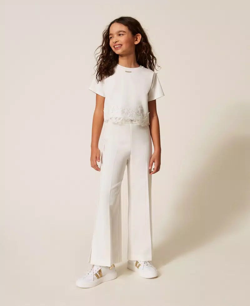 T-shirt con pizzo e logo 261GJ2090 /526 TWINSET 