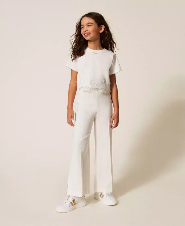 T-shirt con pizzo e logo 261GJ2090 /526 TWINSET 