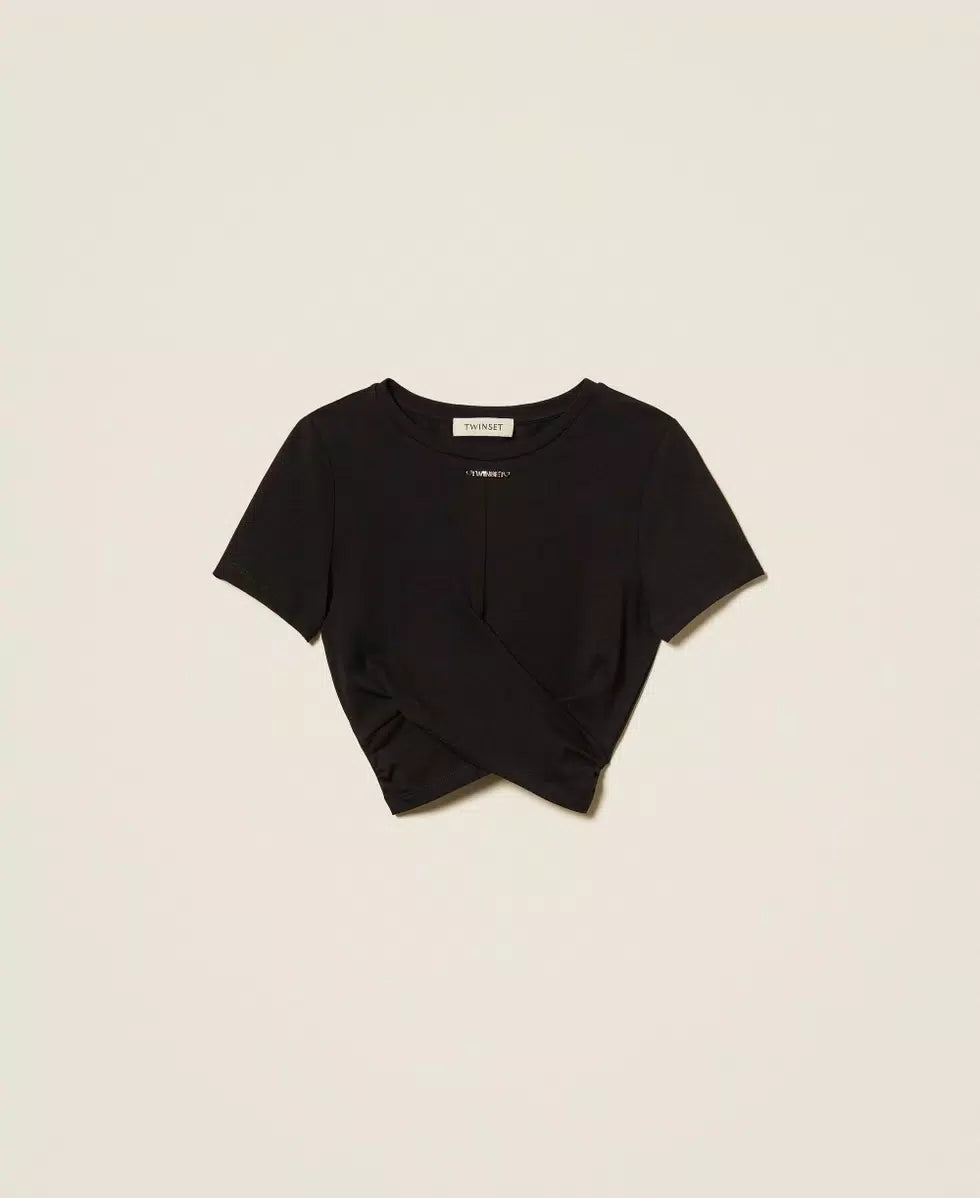 T-shirt con logo e incrocio 261GJ2256 /6 TWINSET 