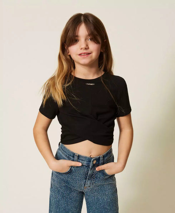 T-shirt con logo e incrocio 261GJ2256 /6 TWINSET 