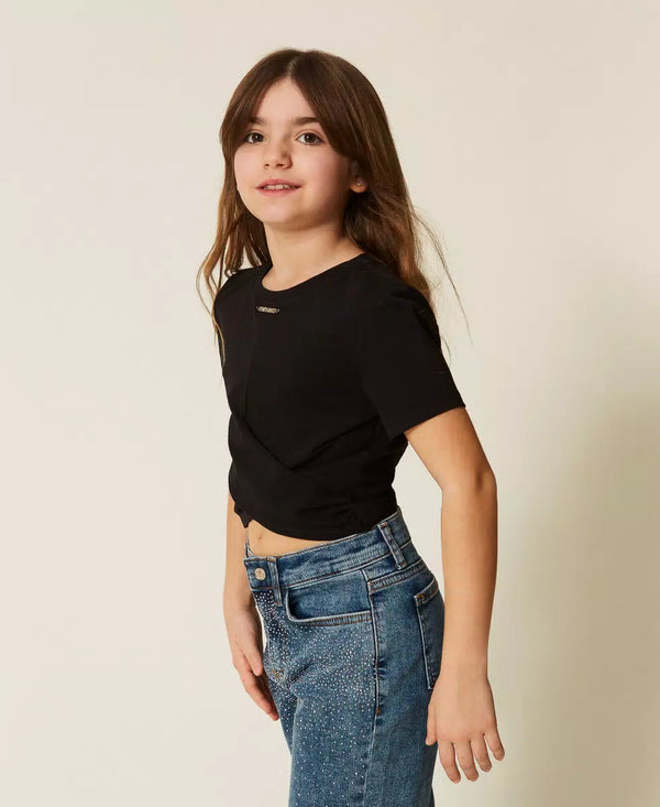 T-shirt con logo e incrocio 261GJ2256 /6 TWINSET 